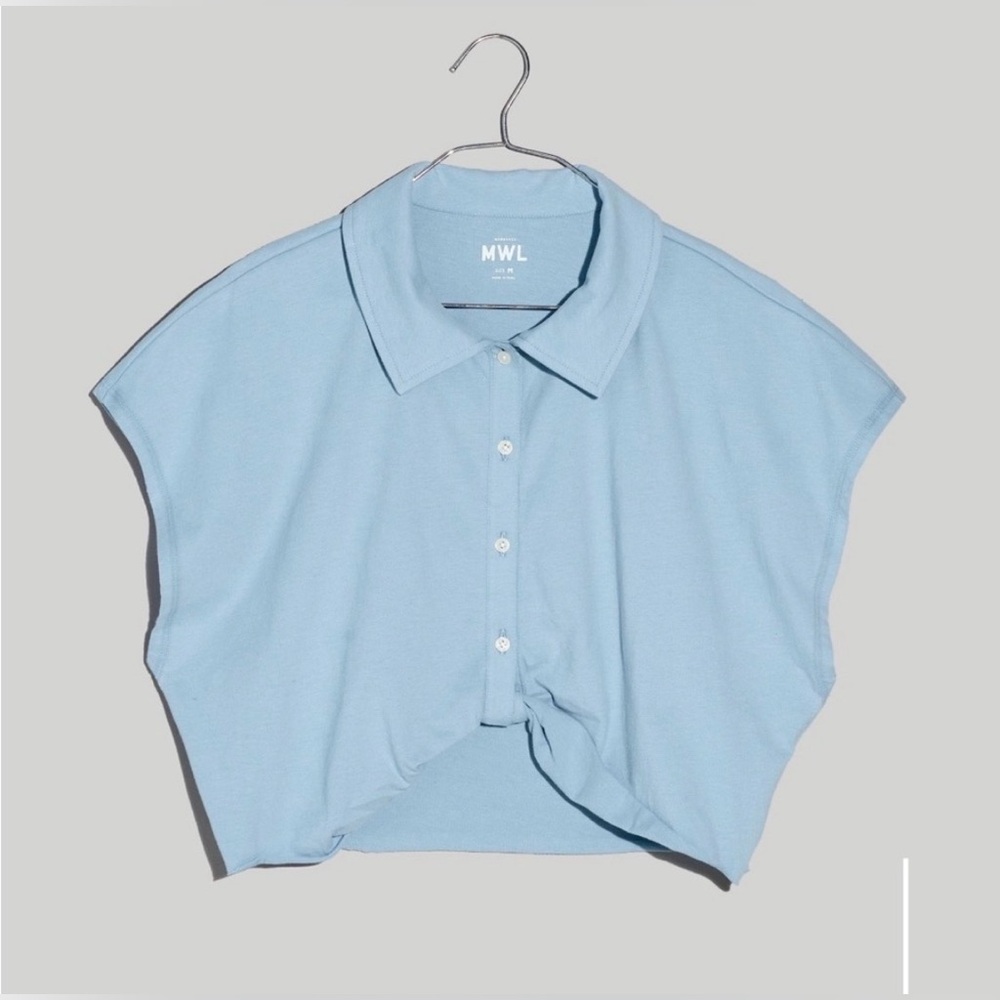 Madewell: Collared Cropped Polo Twist Top Size Small